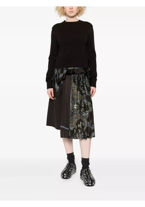 sacai paisley-print panel sweater - Black