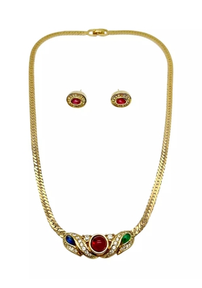 Christian Dior Pre-Owned 1980s herringbone chain necklace set - Gold