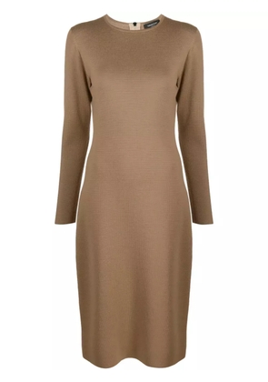Fabiana Filippi long-sleeve knitted wool dress - Brown