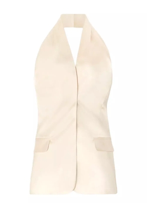 Genny halter-neck satin top - Neutrals