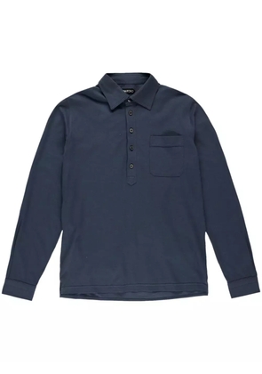 TOM FORD long-sleeve piqué polo shirt - Blue