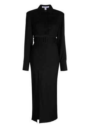 Materiel cut out-detail belted wool dress - Black