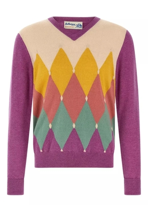 Ballantyne argyle-pattern v-neck sweater - Purple