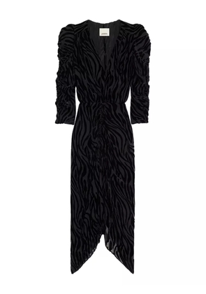 ISABEL MARANT Nemil zebra-print puff-sleeve dress - Black
