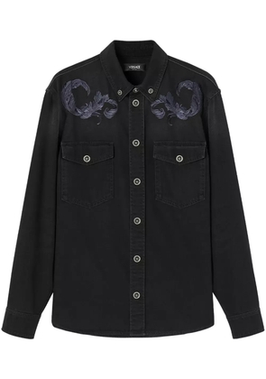 Versace Barocco embroidered denim overshirt - Black