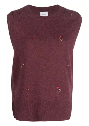 Barrie floral-embroidery cashmere jumper - Red