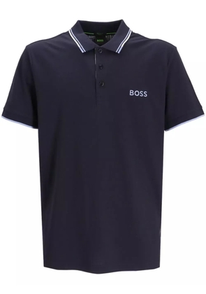 BOSS logo-embroidered cotton-blend polo shirt - Blue