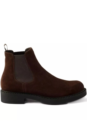 Prada elastic-panel suede chelsea boots - Brown
