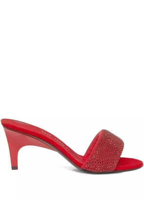 The Attico 60mm crystal-embellished heeled mules - Red