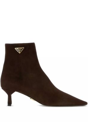Prada 50mm logo-triangle boots - Brown