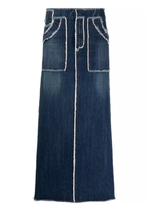 Jean Paul Gaultier Pre-Owned 1990s distressed edges maxi denim skirt - Blue