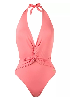 Brigitte deep v-neck wrapped swimsuit - Pink