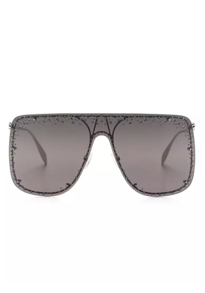 Alexander McQueen Eyewear rhinestone-embellished shield-frame sunglasses - Silver