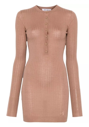 The Attico chunky-ribbed mini dress - Brown