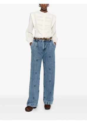 MAISON HOTEL lace-trimmed blouse - Neutrals