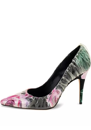 Jimmy Choo Pre-Owned 105mm floral-print heeled pumps - Black