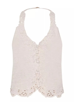 Cult Gaia embroidered button-front top - Neutrals