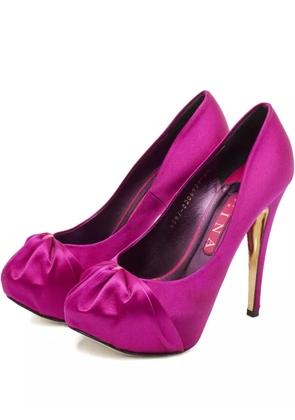 Gina 125mm satin-finish heeled pumps - Purple