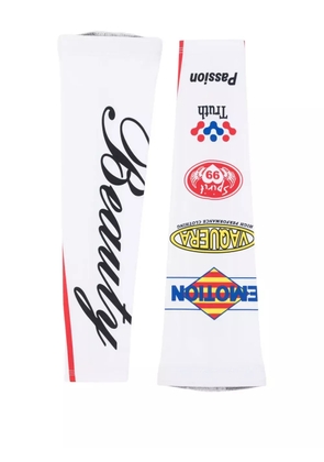 Vaquera logo-print arm gloves - White