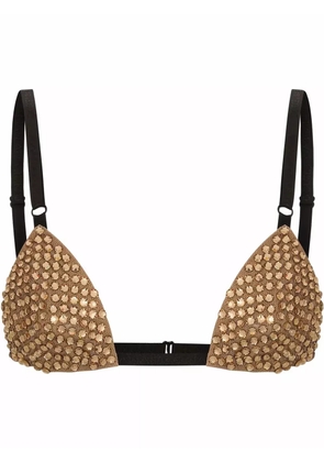 Dolce & Gabbana rhinestone-embellished bralette top - Neutrals