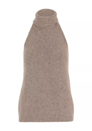 Lauren Manoogian high-neck ribbed-hem sweater - Brown