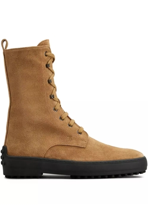 Tod's suede combat boots - Neutrals