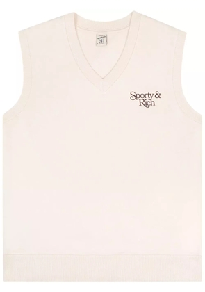 Sporty & Rich Bardot logo-print cotton vest - Neutrals