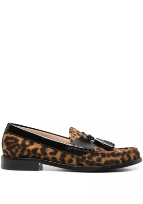 Stuart Weitzman leopard-print tassel loafers - Brown