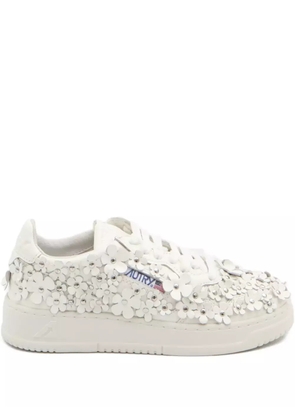 Autry Medalist floral-embellished sneakers - White
