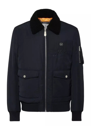Philipp Plein shearling-collar bomber jacket - Blue