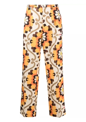 Walter Van Beirendonck Pre-Owned Dream flower-print trousers - Neutrals