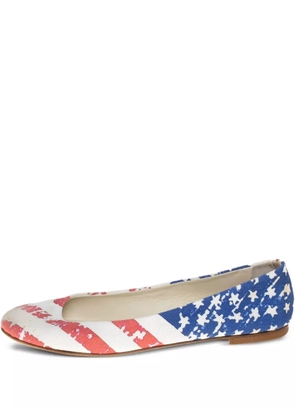 Giuseppe Zanotti Vintage flag-print ballet flats - White