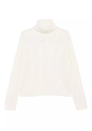 LIU JO cable-knit roll-neck sweater - White