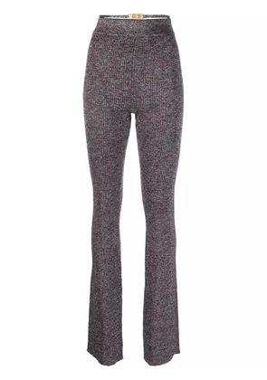 GCDS lurex-detailing flared knitted trousers - Purple
