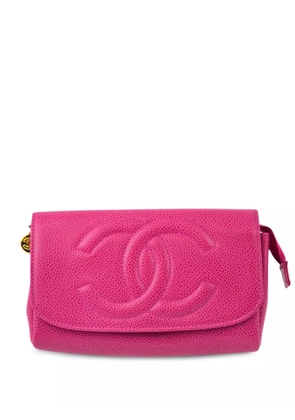 CHANEL Pre-Owned 1997 CC-embossed leather make-up bag - Pink