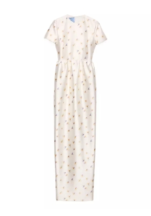 Prada floral print silk dress - Neutrals