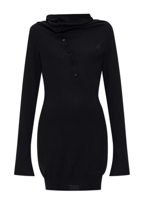 The Attico mock-neck button-up mini dress - Black