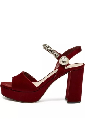 Miu Miu Pre-Owned 140mm bejeweled platform sandals - Red