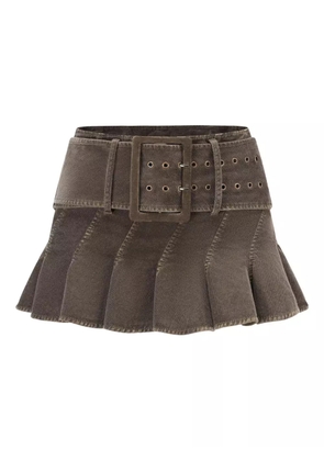 OUDE WAAG belted pleated mini skirt - Brown