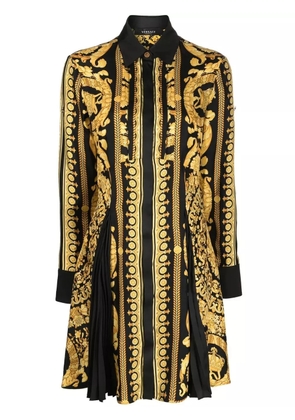 Versace Barocco silk midi shirt dress - Yellow