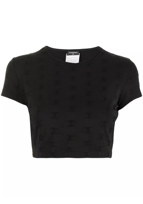 CHANEL Pre-Owned 1997 CC logo-embroidered crop top - Black