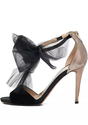 Jimmy Choo Pre-Owned 110mm bow-detailing heeled sandals - Black