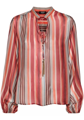 LIU JO tassel-detail striped blouse - Red