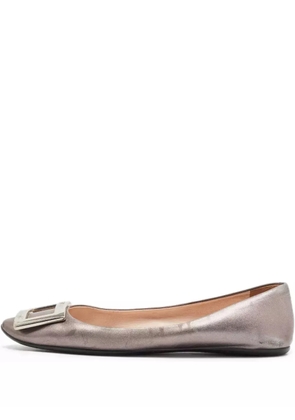 Roger Vivier Vintage Gommettine metallic leather ballet flats - Silver