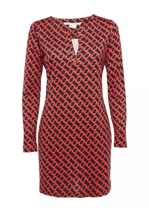 Diane Von Furstenberg Vintage geometric-print silk dress - Red