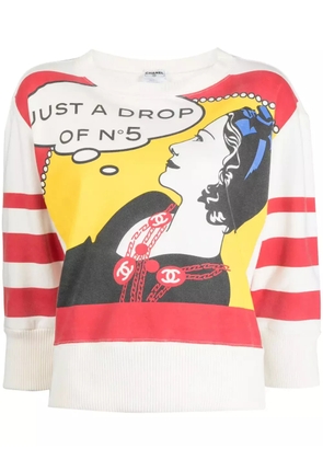 CHANEL Pre-Owned 2001 Mademoiselle print sweatshirt - White