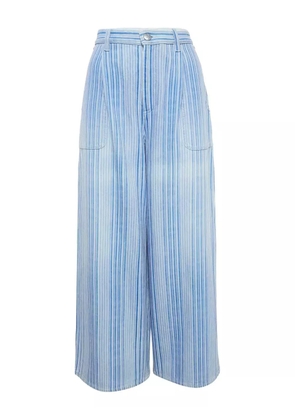 CHANEL Pre-Owned striped wide-leg trousers - Blue
