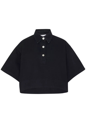 Rosetta Getty cropped denim polo shirt - Black