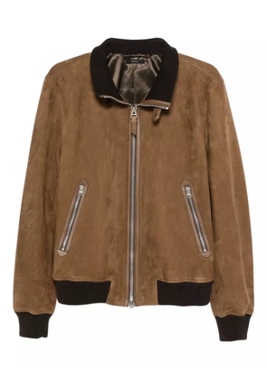 TOM FORD suede bomber jacket - Brown