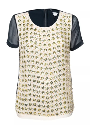 Diane Von Furstenberg Vintage crystal-embellished silk top - Neutrals